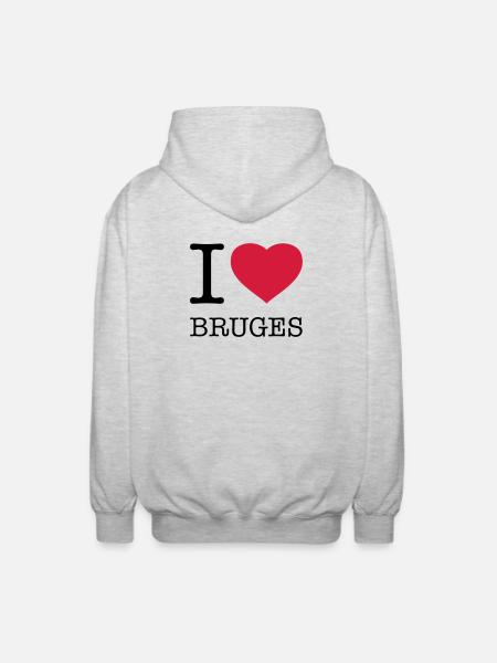 I LOVE BRUGES Brügge - Unisex Hooded Jacket - light heather grey