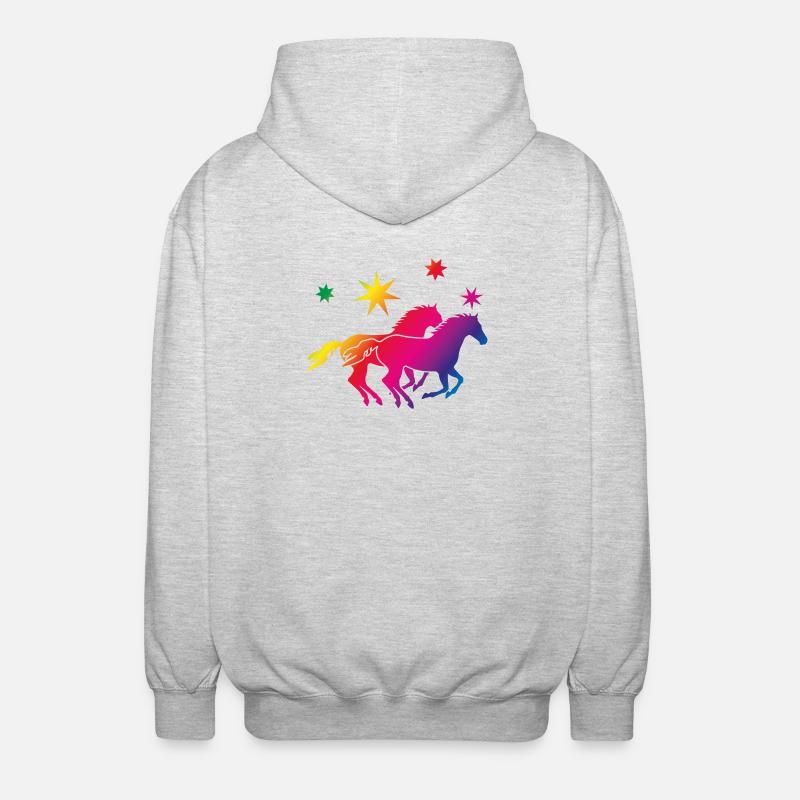 Regenbogenpferde Sternenglanz - Unisex Kapuzenjacke - Hellgrau meliert