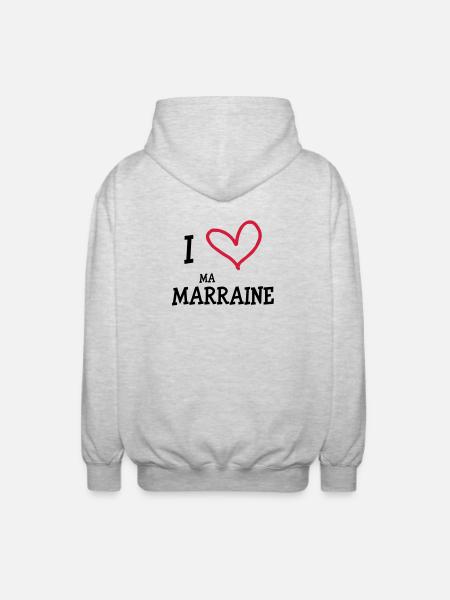 I Love ma Marraine - Veste à capuche unisexe - gris clair chiné