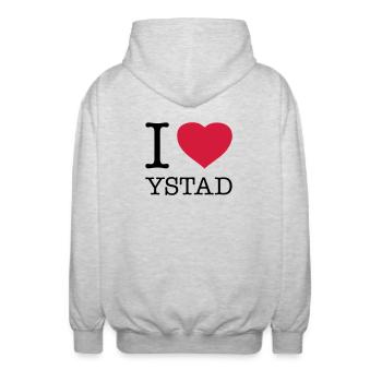 J’AIME YSTAD Schweden Suède - Veste à capuche unisexe - gris clair chiné - Dos - AI Model Male 185 light (185cm)