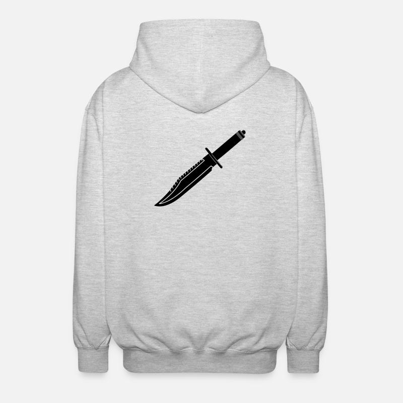 Rambo Messer lang - Unisex Kapuzenjacke - Hellgrau meliert