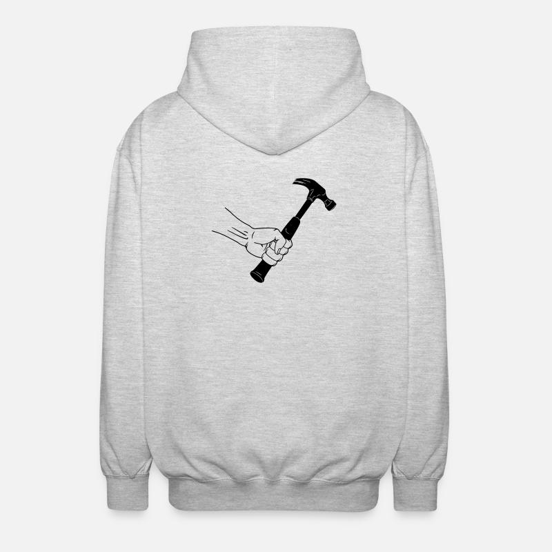 Hammer in der Faust - Unisex Kapuzenjacke - Hellgrau meliert