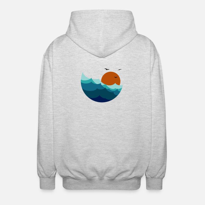 Vagues Coucher de soleil - Veste à capuche unisexe - gris clair chiné