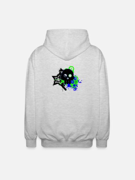 Neon Schädel Spritzer - Unisex Kapuzenjacke - Hellgrau meliert
