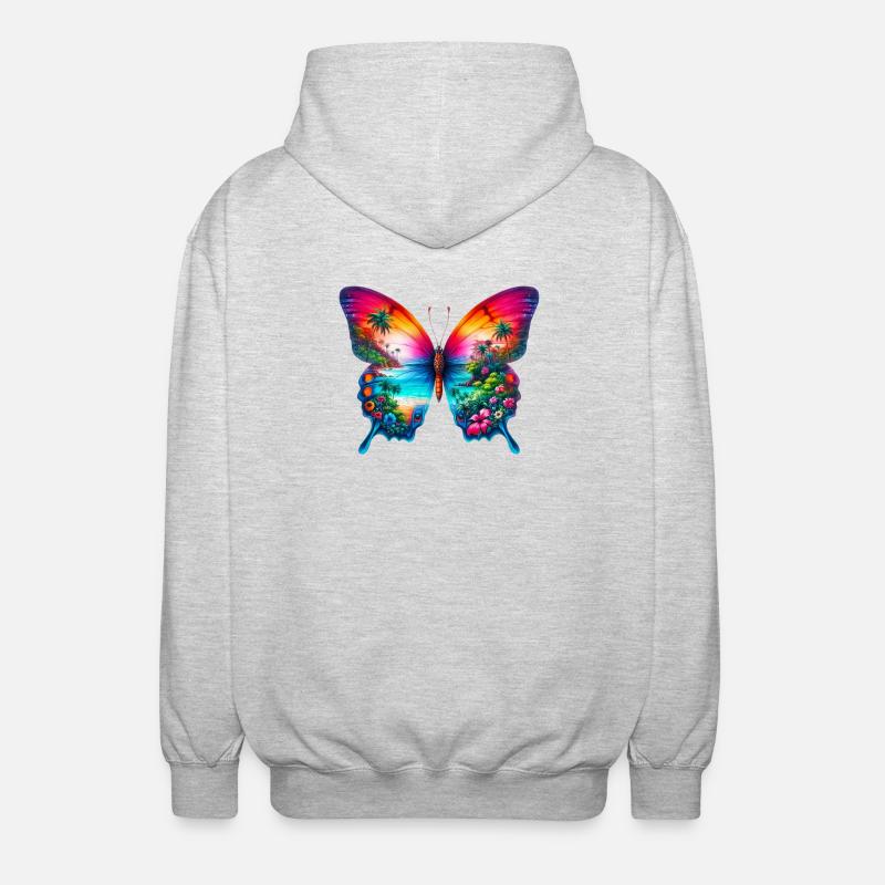 Papillon - Veste à capuche unisexe - gris clair chiné