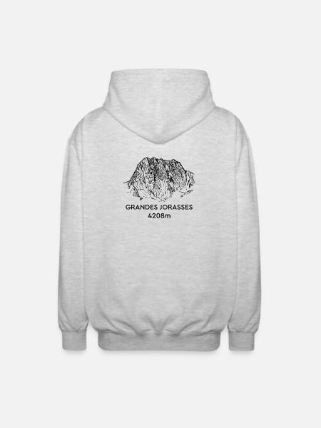 Grandes Jorasses, Høje bjerge, Mont-Blanc, Bjerg - Unisex hættejakke. - lysegrå meleret