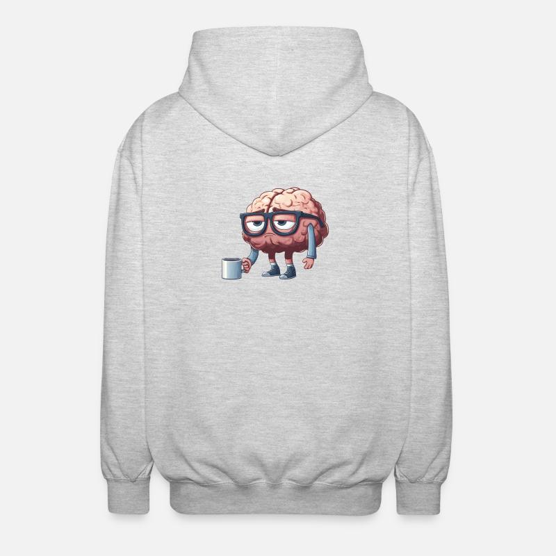 Breloque cérébrale décontractée avec café - Veste à capuche unisexe - gris clair chiné