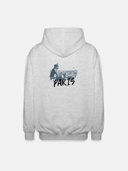 Paris with gargoyle of Notre Dame - Unisex Hooded Jacket - light heather grey