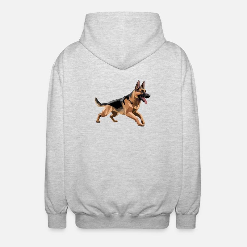Deutscher Schäferhund - Cool Low Poly Logo - Unisex Kapuzenjacke - Hellgrau meliert