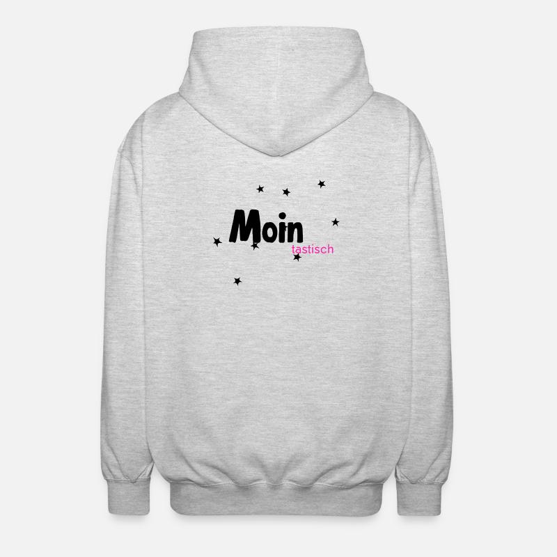 MOINtastic Lettrage rose fluo - Veste à capuche unisexe - gris clair chiné