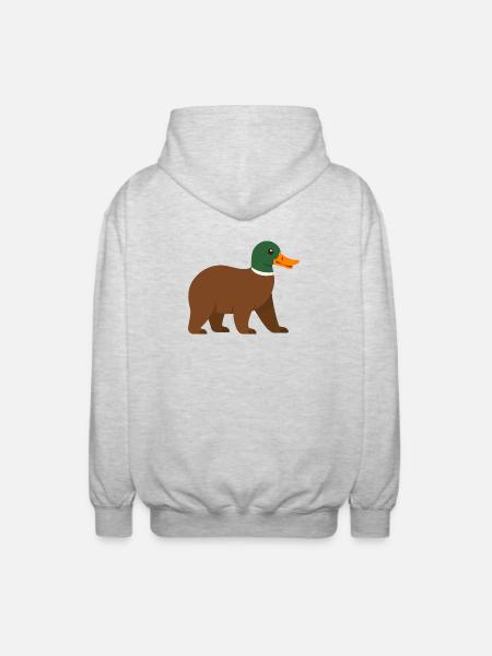 Die Bärente - sie hat einen Schnabel! - Unisex Kapuzenjacke - Hellgrau meliert
