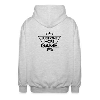 Just one more game - Unisex Hooded Jacket - light heather grey - Back - AI Model Male 185 light (185cm)