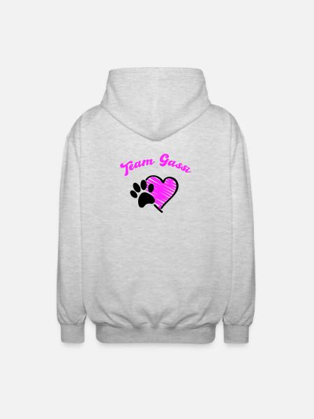 Team Dog Walk Heart Love - Unisex Hooded Jacket - light heather grey