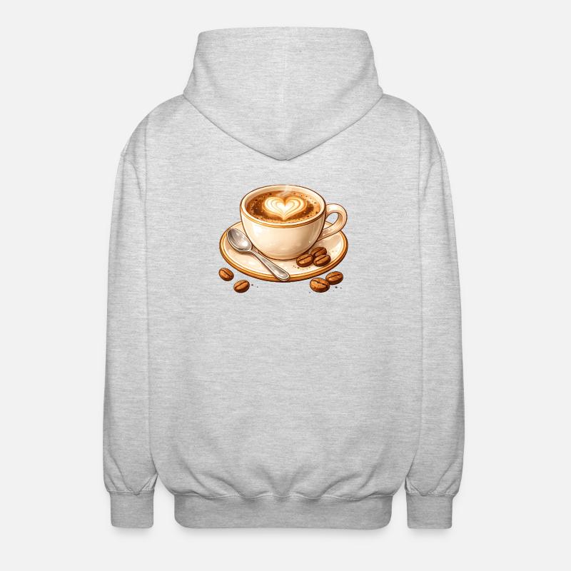 Illustration au café avec cœur - Veste à capuche unisexe - gris clair chiné