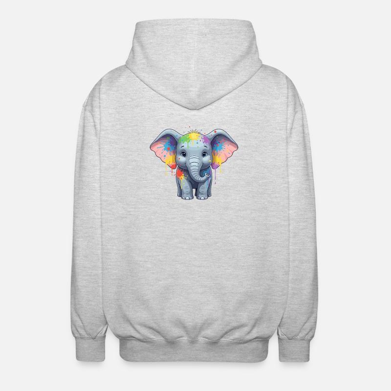 Bunter Elefanten-Splash - Unisex Kapuzenjacke - Hellgrau meliert