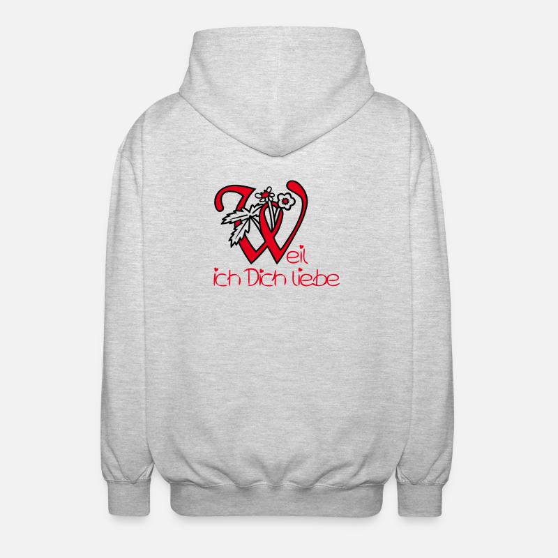 Parce que je t’aime - Veste à capuche unisexe - gris clair chiné