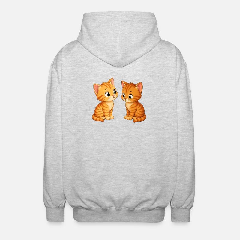 Deux mignons chatons - Veste à capuche unisexe - gris clair chiné