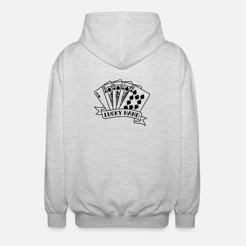 Royal Flush Poker Cards - Unisex Hooded Jacket - light heather grey