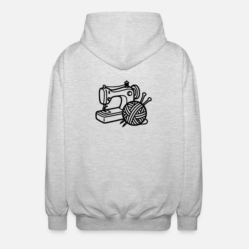 Sewing Machine Wool Knitting Sewing Handmade - Unisex Hooded Jacket - light heather grey