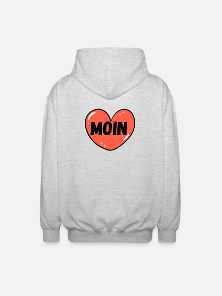 Moin mit Herz - Unisex Kapuzenjacke - Hellgrau meliert