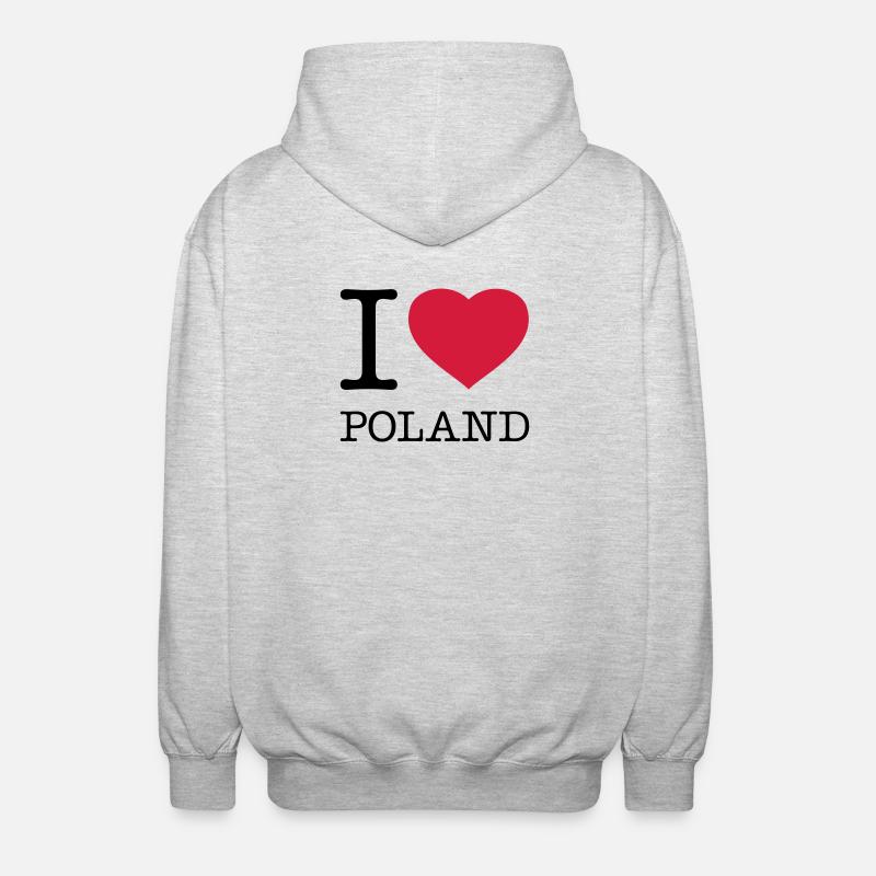 J’AIME LA POLOGNE Polen Polska - Veste à capuche unisexe - gris clair chiné