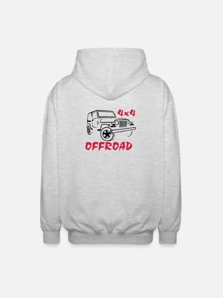 4x4 offroad jeep wrangler - Unisex Hooded Jacket - light heather grey