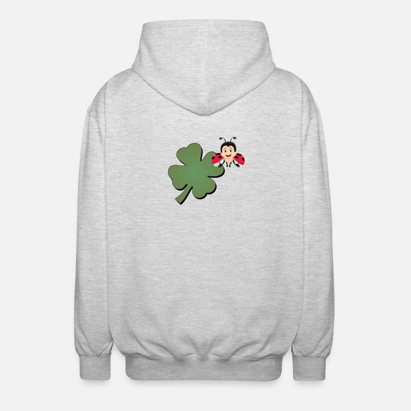 Kleeblatt mit Ladybug (Marienkäfer) - Unisex Kapuzenjacke - Hellgrau meliert