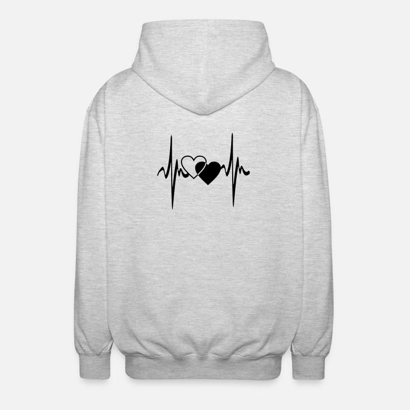 Deux cœurs battent - Veste à capuche unisexe - gris clair chiné