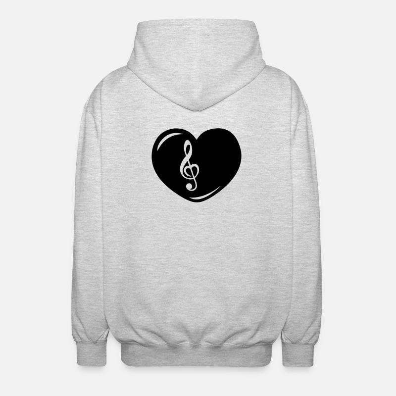 Herz mit Musiktaste - Unisex Kapuzenjacke - Hellgrau meliert