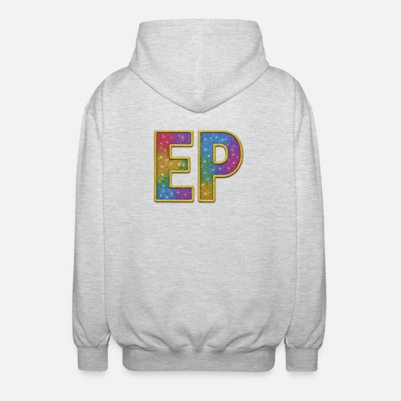 EP | Galactic Glitter Initial Lettering - Unisex Hooded Jacket - light heather grey