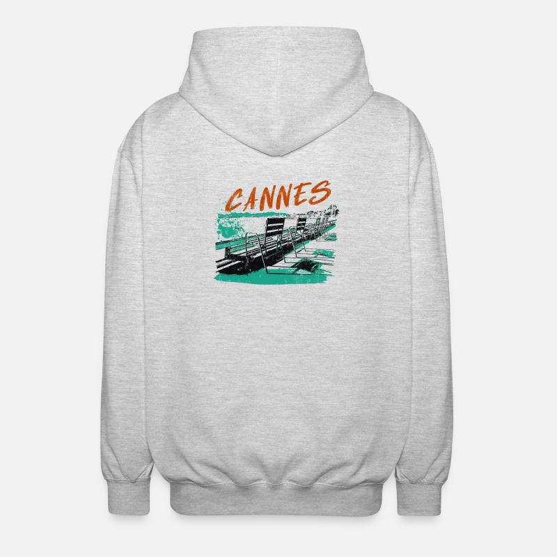 Cannes Côte d'Azur Illustration - Unisex Kapuzenjacke - Hellgrau meliert
