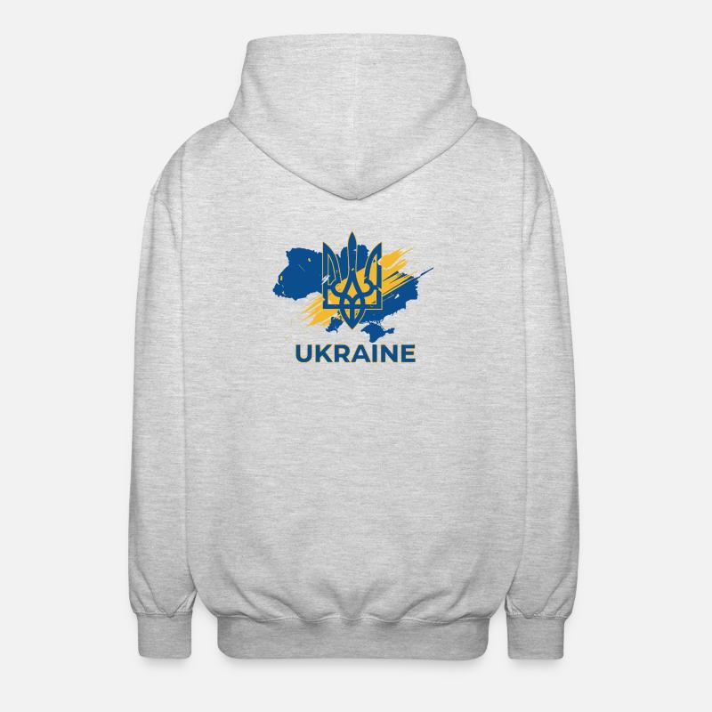Impression du logo Trident Wave Ukraine - Veste à capuche unisexe - gris clair chiné