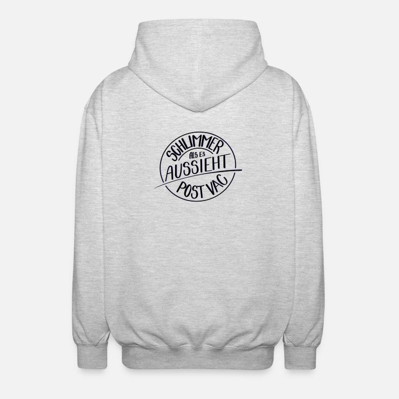 Schlimmer als es aussieht, Post Vac - Unisex Kapuzenjacke - Hellgrau meliert