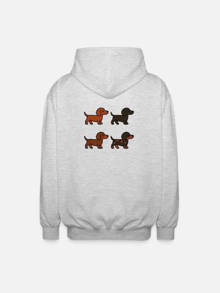 Ensemble d’illustrations de teckel mignon - Veste à capuche unisexe - gris clair chiné