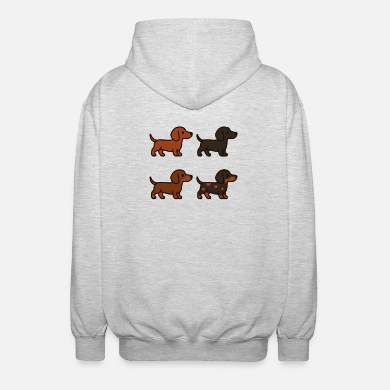 Ensemble d’illustrations de teckel mignon - Veste à capuche unisexe - gris clair chiné