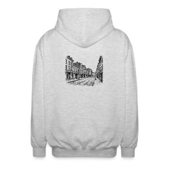 Vintage Street - Unisex Kapuzenjacke - Hellgrau meliert - Hinten - AI Model Male 185 light (185cm)