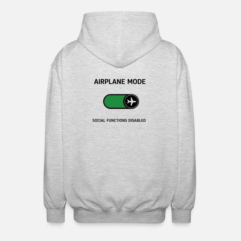 AIRPLANE MODE | Social Functions Disabled - Unisex Hooded Jacket - light heather grey