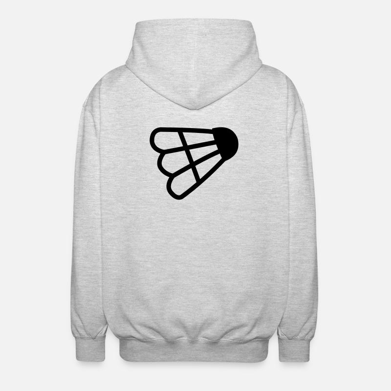 Badminton einfaches Shuttle-Logo - Unisex Kapuzenjacke - Hellgrau meliert