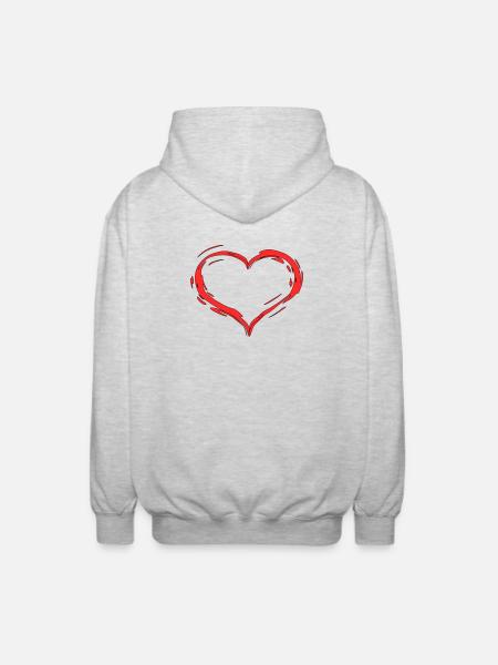 Herz - Unisex Kapuzenjacke - Hellgrau meliert