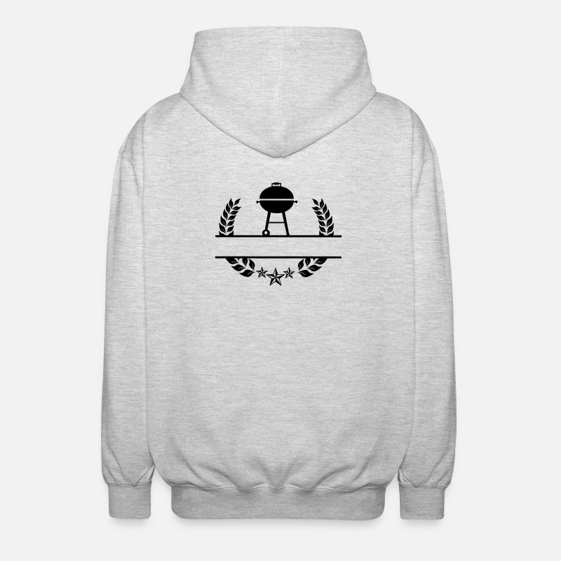 BBQ Monogramm Lorbeerkranz - Unisex Kapuzenjacke - Hellgrau meliert