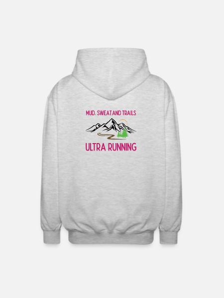 Ultra Running - Mud, Sweat and Trails - Unisex Hooded Jacket - light heather grey