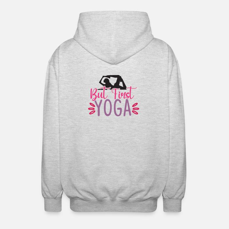 Mais d’abord le yoga - Veste à capuche unisexe - gris clair chiné
