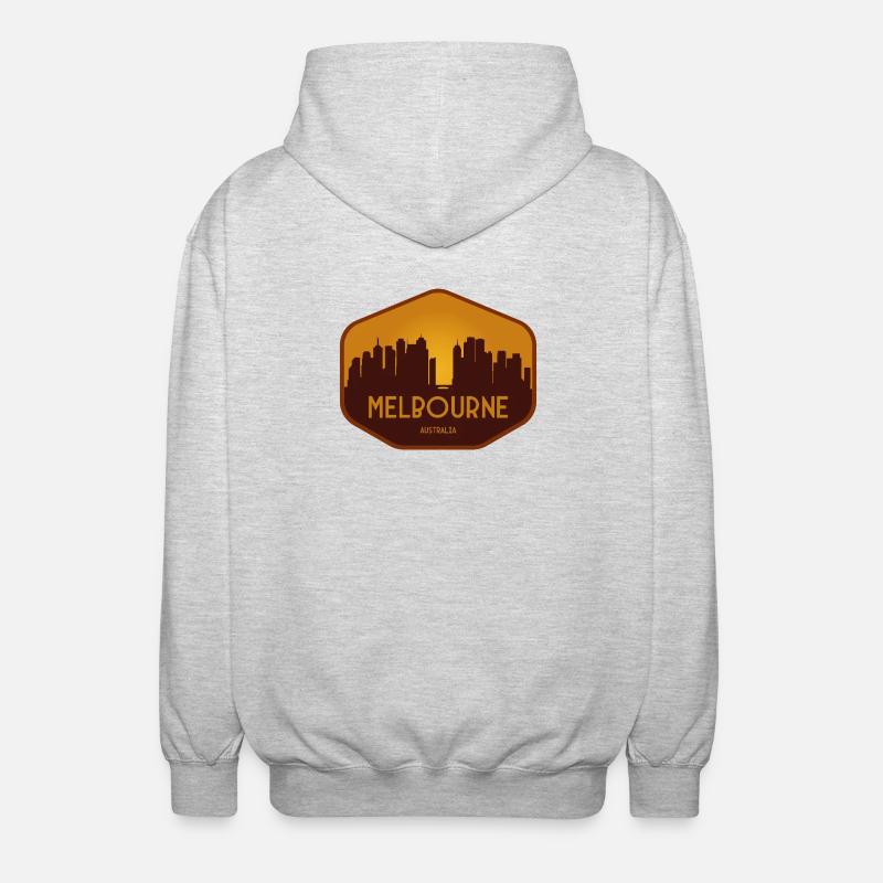 Melbourne Skyline Abzeichen - Unisex Kapuzenjacke - Hellgrau meliert