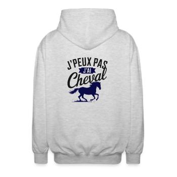 Passion Cheval Bleu - Veste à capuche unisexe - gris clair chiné - Dos - AI Model Male 185 light (185cm)
