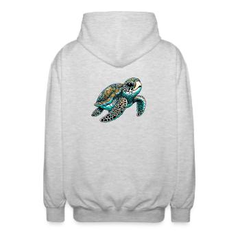 Schildkröte - Unisex Kapuzenjacke - Hellgrau meliert - Hinten - AI Model Male 185 light (185cm)
