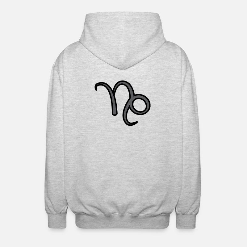 Steinbock Sternzeichen Symbol Schwarz & Grau - Unisex Kapuzenjacke - Hellgrau meliert