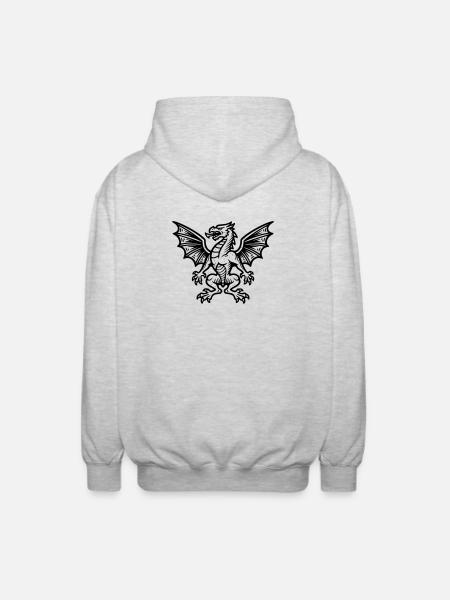 mittelalter-wappen-drache-heraldik-symbol_2 - Unisex Kapuzenjacke - Hellgrau meliert