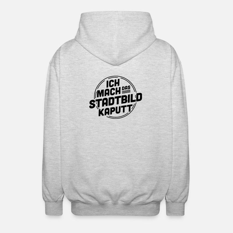 Ich mach das Stadtbild kaputt – Statement - Unisex Kapuzenjacke - Hellgrau meliert
