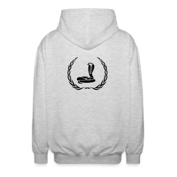 Couronne de serpent cobra - Veste à capuche unisexe - gris clair chiné - Dos - AI Model Male 185 light (185cm)