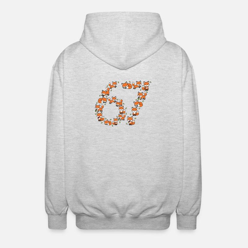 Fox Ring Pattern 67 Meme - Unisex Hooded Jacket - light heather grey